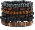 Multilayer Wooden Beaded Bracelet for Men and Women, Handmade Elastic Bracelet