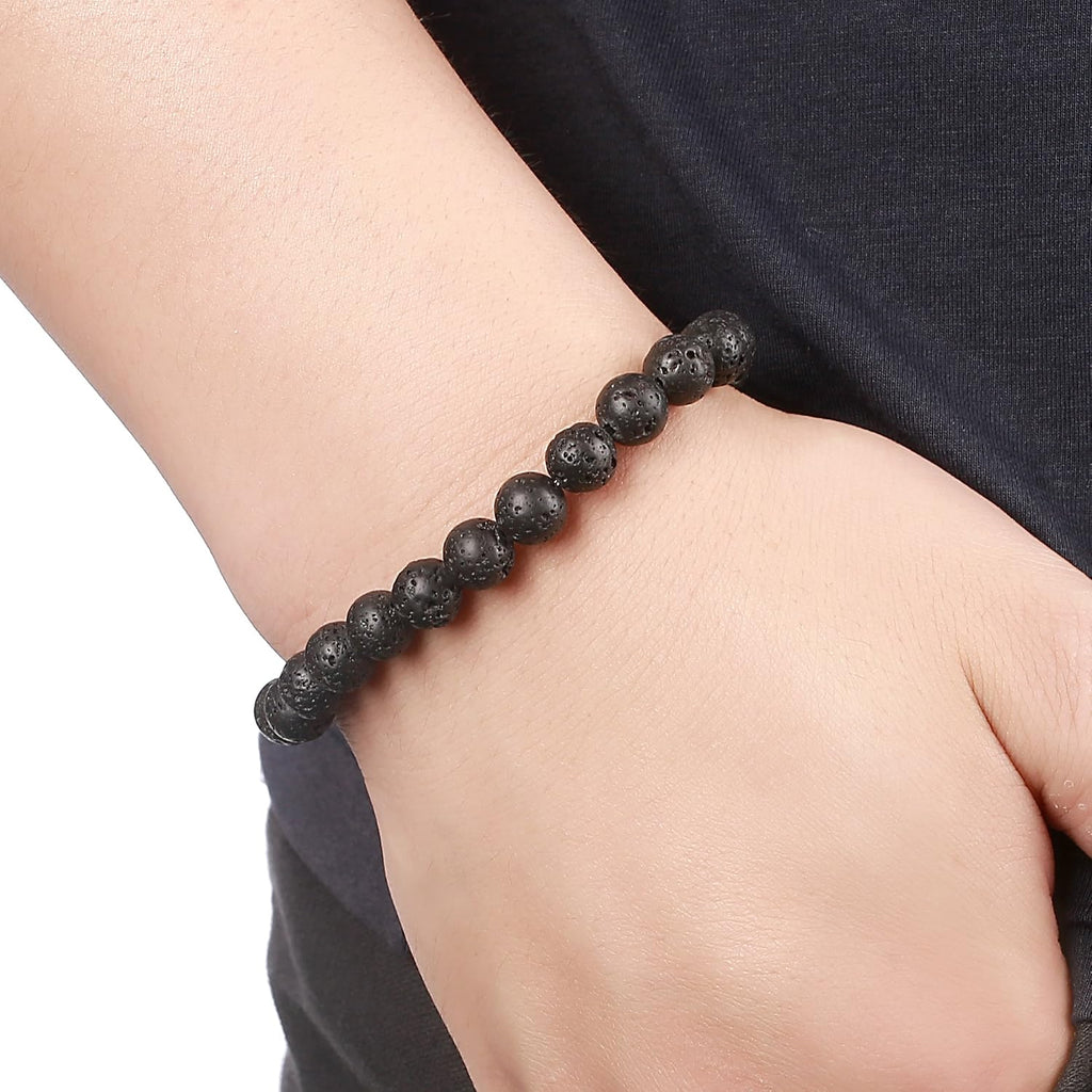Men Women 8mm Natural Stone Lava Rock Diffuser Bracelet