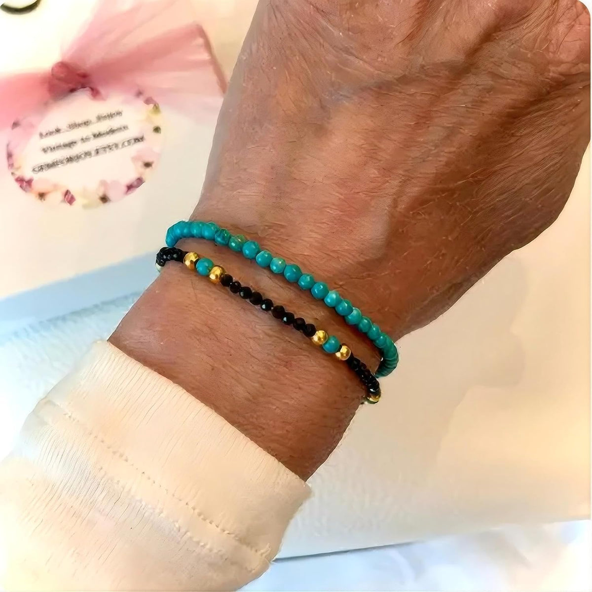 Puka Shell Bracelet for Men Wooden Bracelets Turquoise Stack Beaded Minimalist Trendy Jewelry for Friend Gift