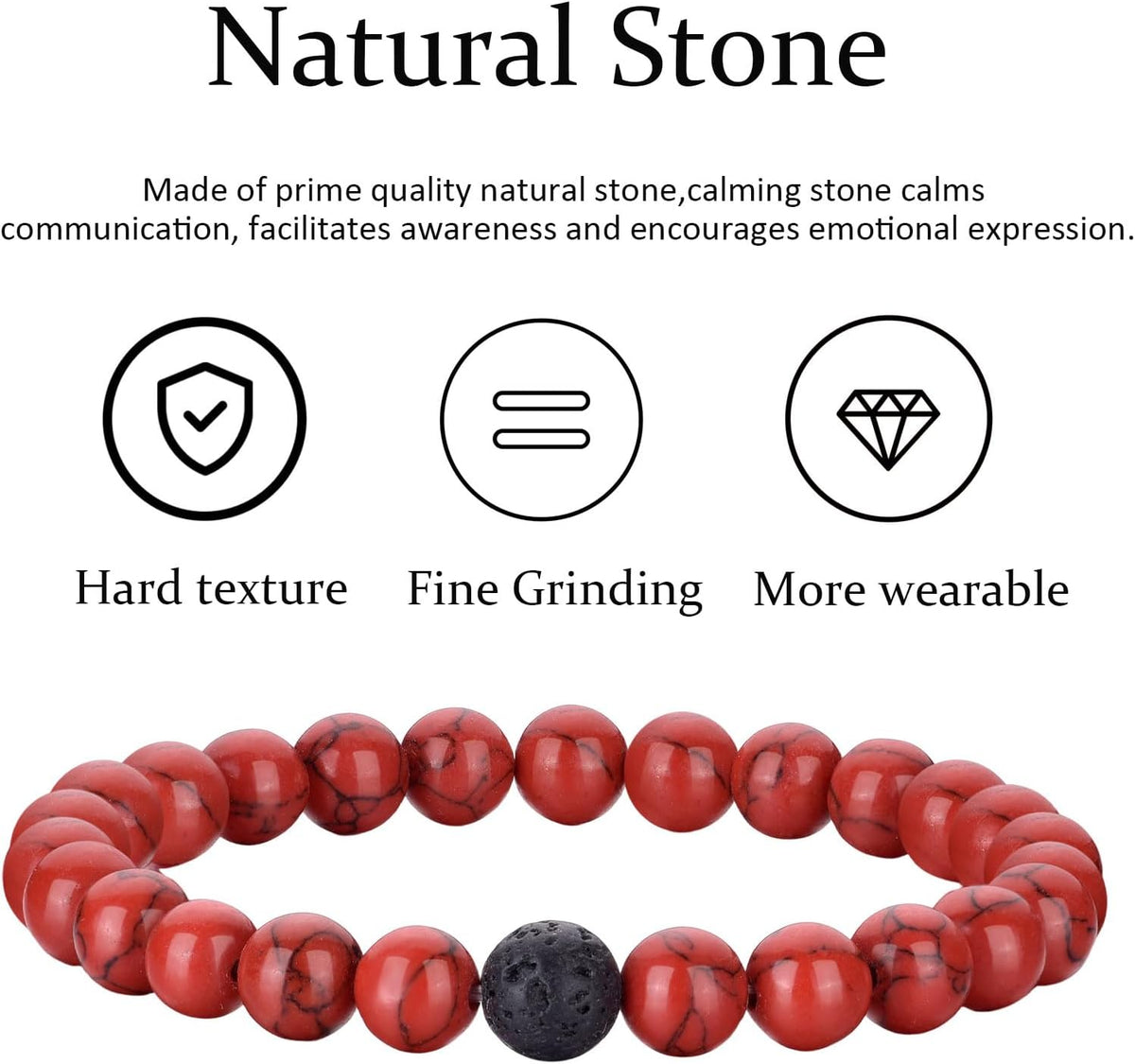 Tiger Eye Bracelet For Men 8MM Natural Stone Stretch Adjustable Black Crystal Beaded Bracelet for Men Women Gifts