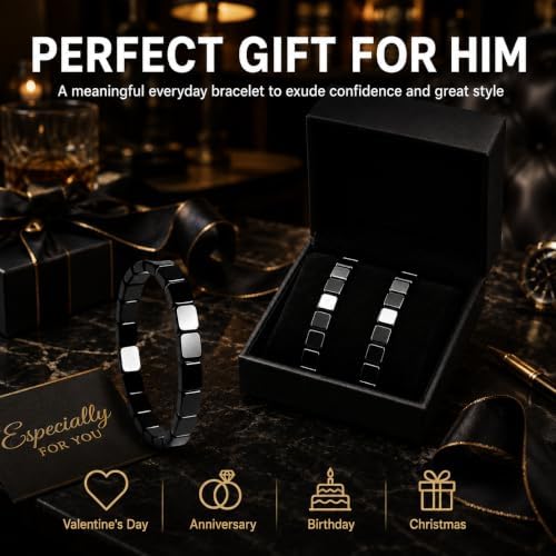 2Pcs Hematite Bracelet For Men, Reclaim Your Edge & Confidence Natural Hematite Beaded Stretch Bracelet