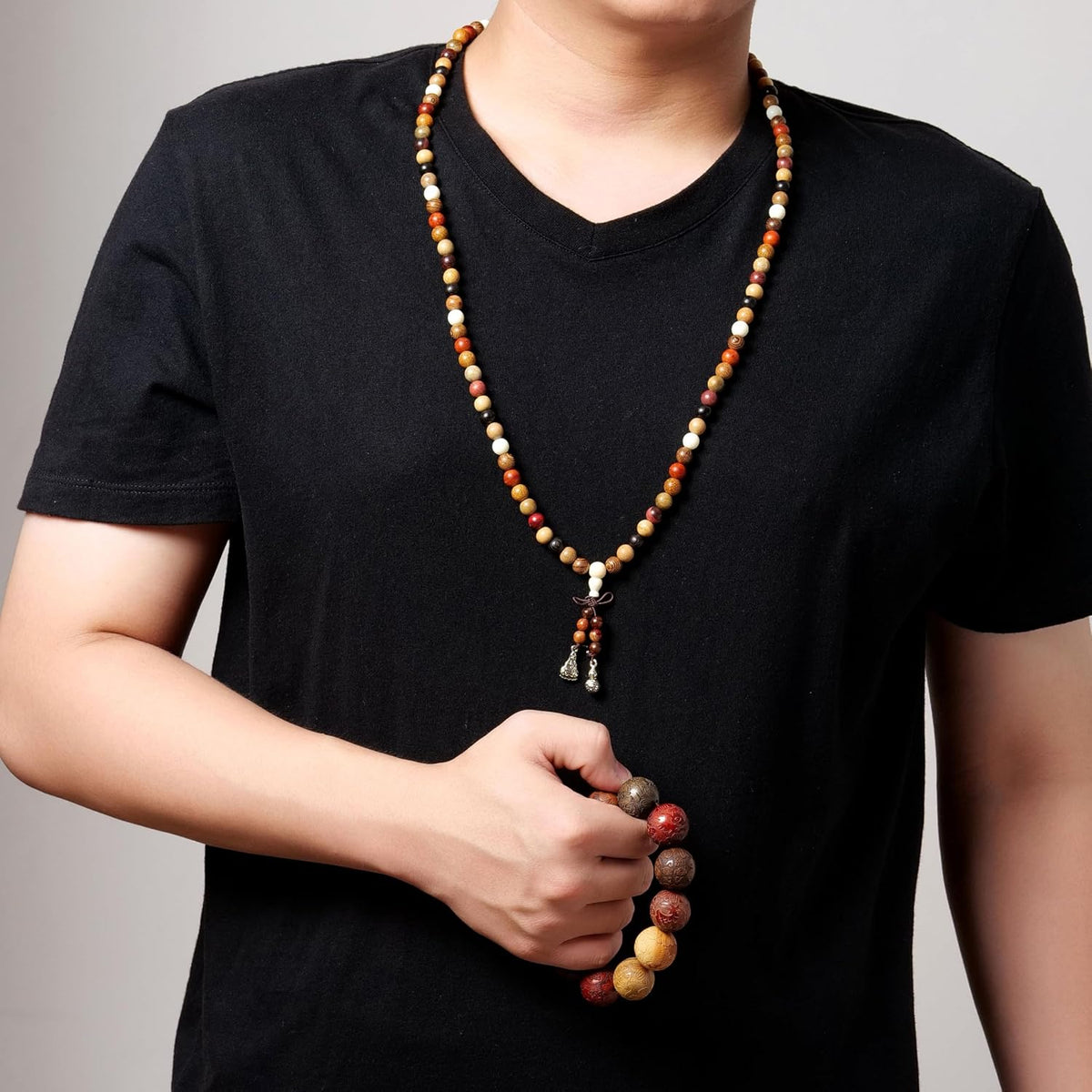 Handcrafted Wooden Bead Bracelet, Multi-Color Prayer Bracelet, 1 Piece