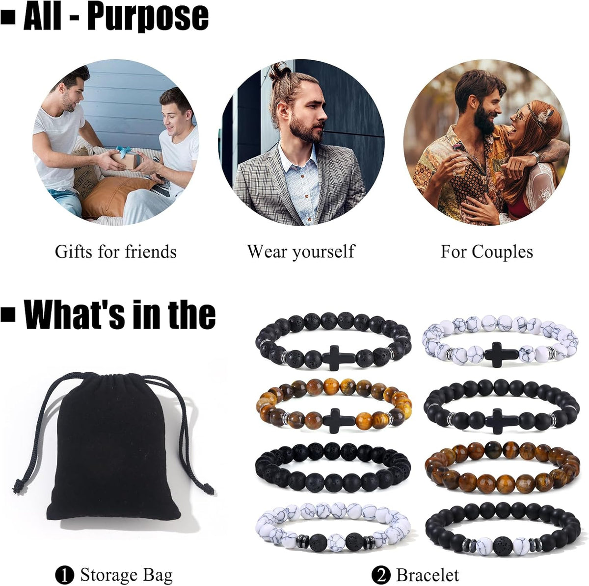 4-12 PCS Bracelets for Men