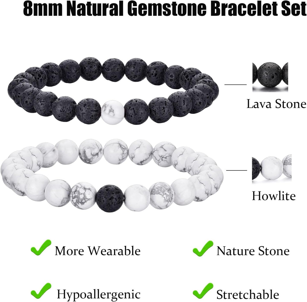 Tiger Eye Bracelet For Men 8MM Natural Stone Stretch Adjustable Black Crystal Beaded Bracelet for Men Women Gifts