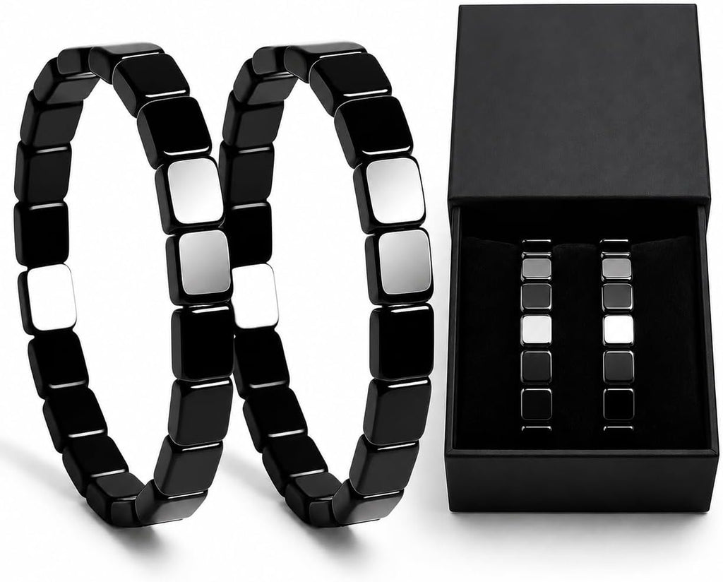 2Pcs Hematite Bracelet For Men, Reclaim Your Edge & Confidence Natural Hematite Beaded Stretch Bracelet