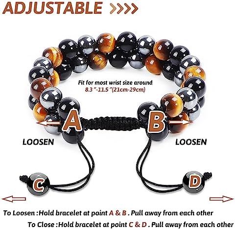 Tiger Eye Bracelets for Men Women, Triple Protection Bracelet