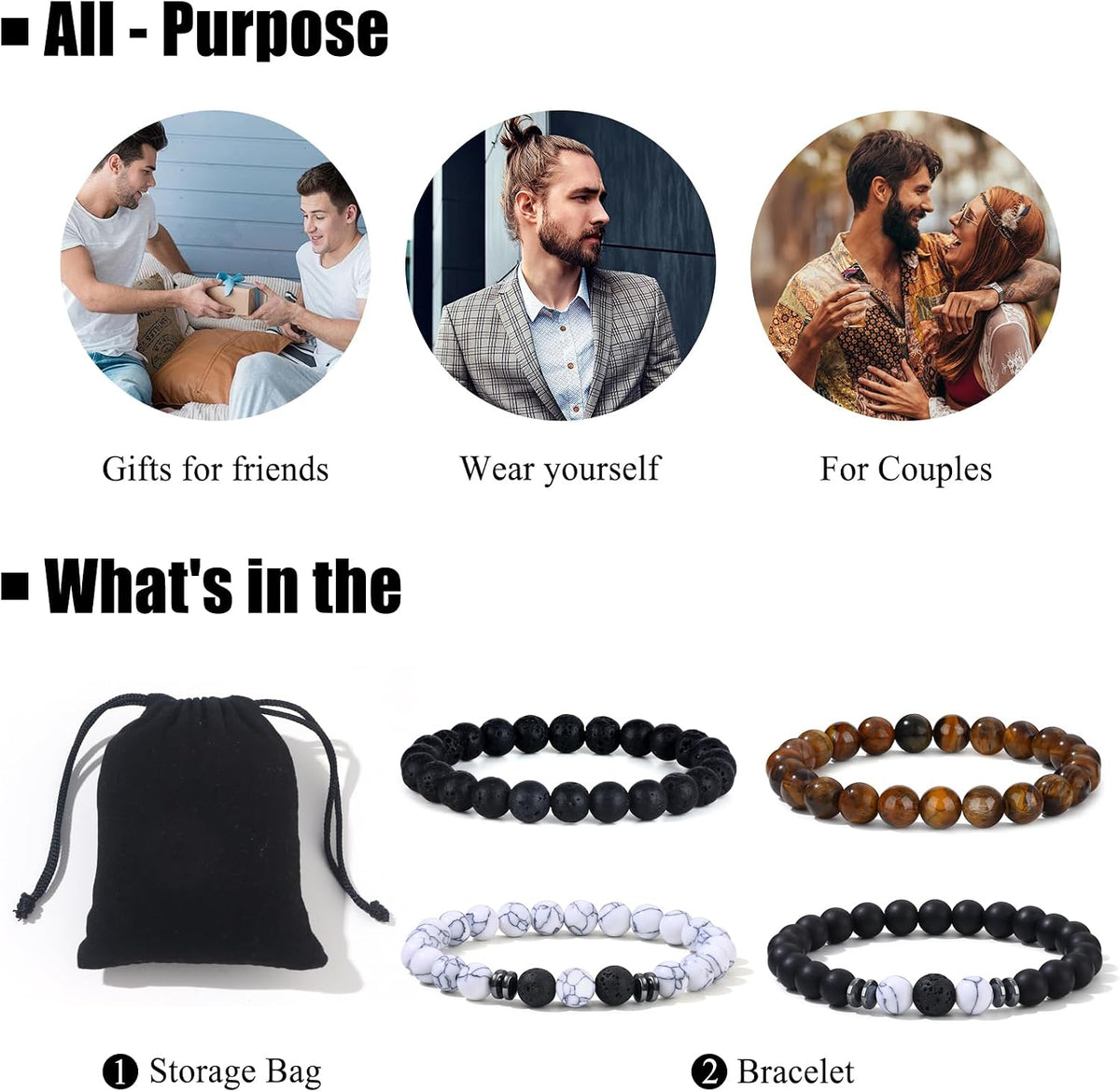 4-12 PCS Bracelets for Men