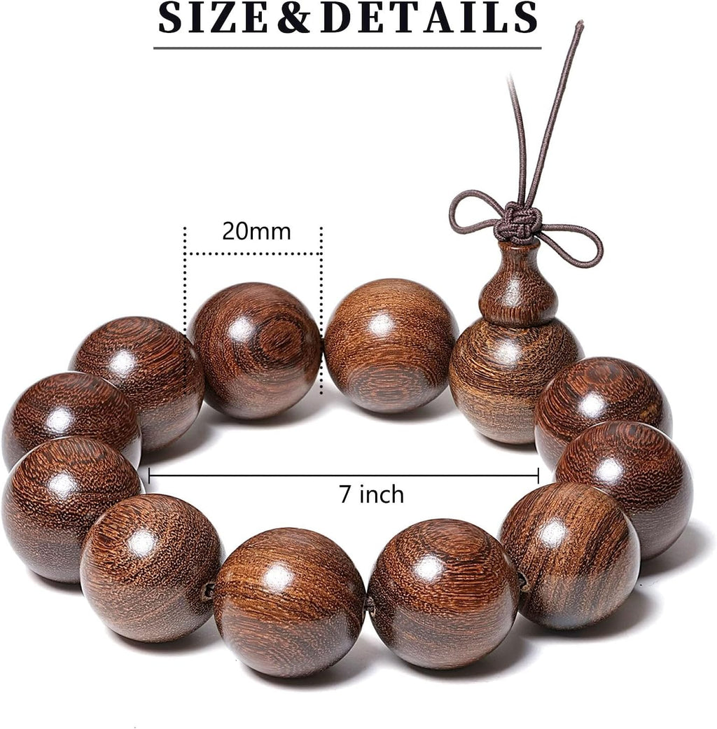 Wooden Prayer Bead Bracelet, Traditional Buddhist Mala Bracelet, 1 Piece