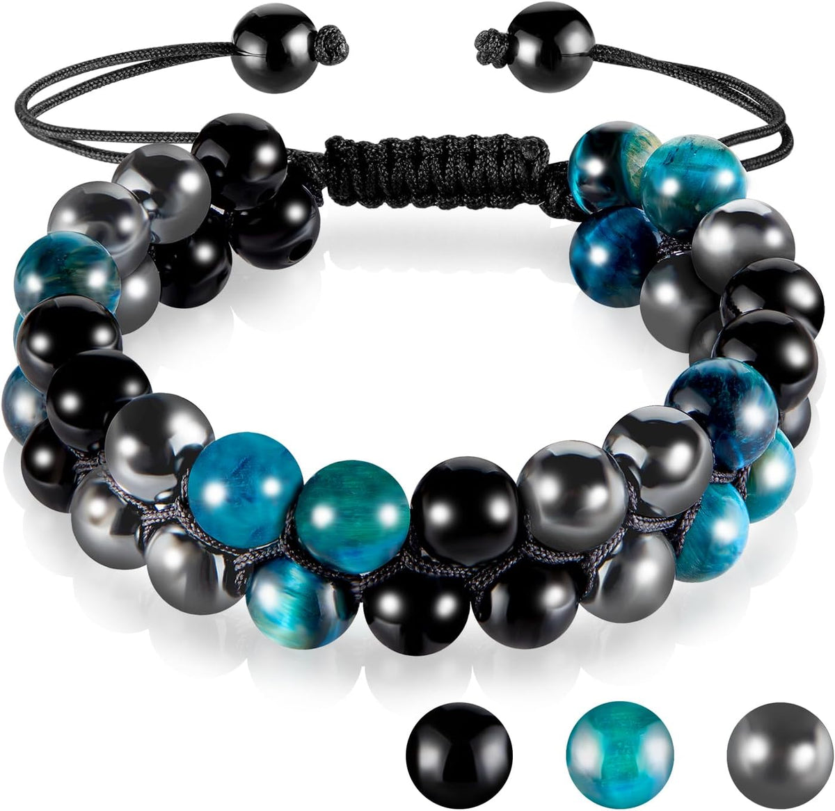 Tiger Eye Bracelets for Men Women, Triple Protection Bracelet