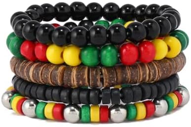 Multilayer Wooden Beaded Bracelet for Men and Women, Handmade Elastic Bracelet