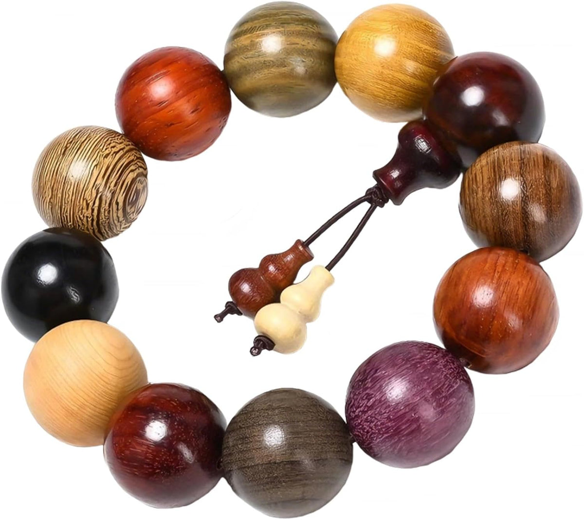Handcrafted Wooden Bead Bracelet, Multi-Color Prayer Bracelet, 1 Piece