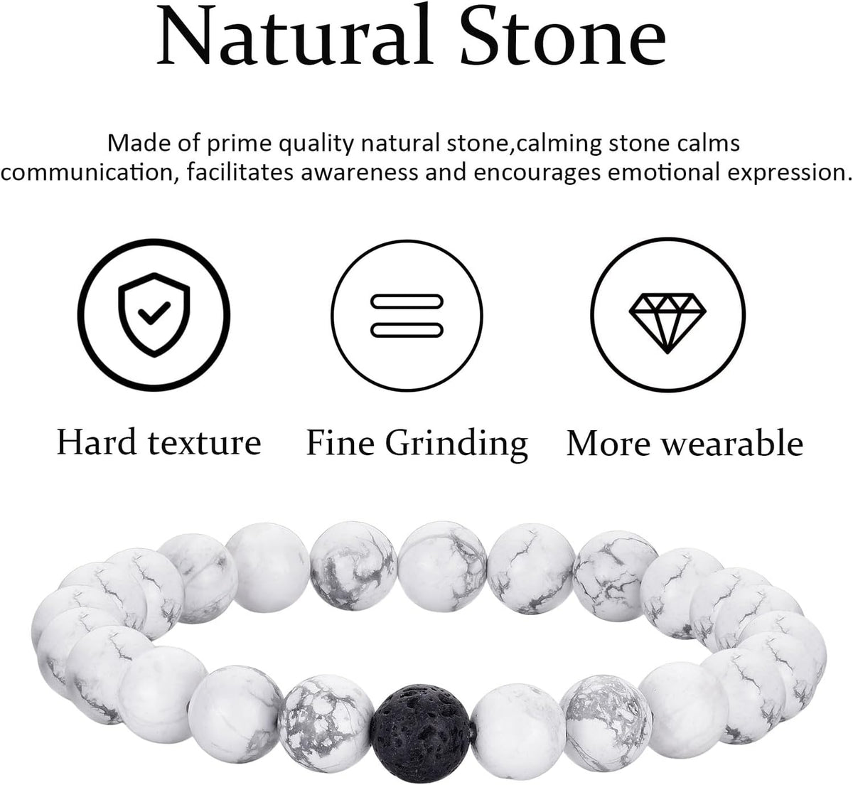 Tiger Eye Bracelet For Men 8MM Natural Stone Stretch Adjustable Black Crystal Beaded Bracelet for Men Women Gifts