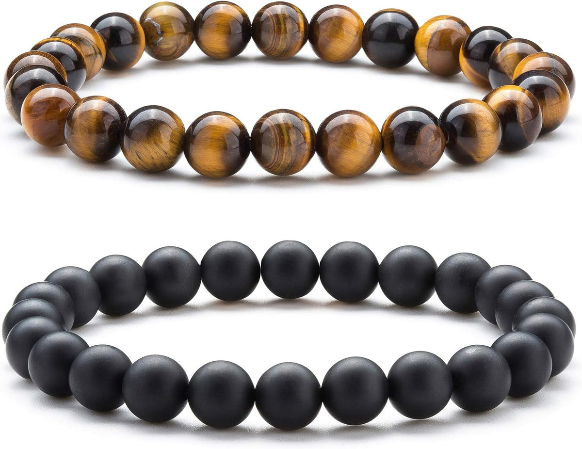 Men Women 8mm Natural Stone Lava Rock Diffuser Bracelet