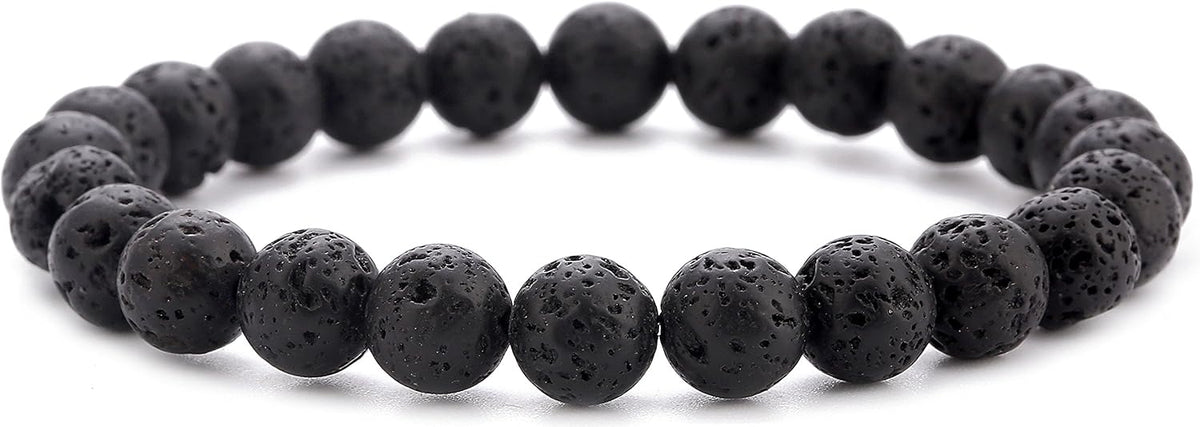 Men Women 8mm Natural Stone Lava Rock Diffuser Bracelet