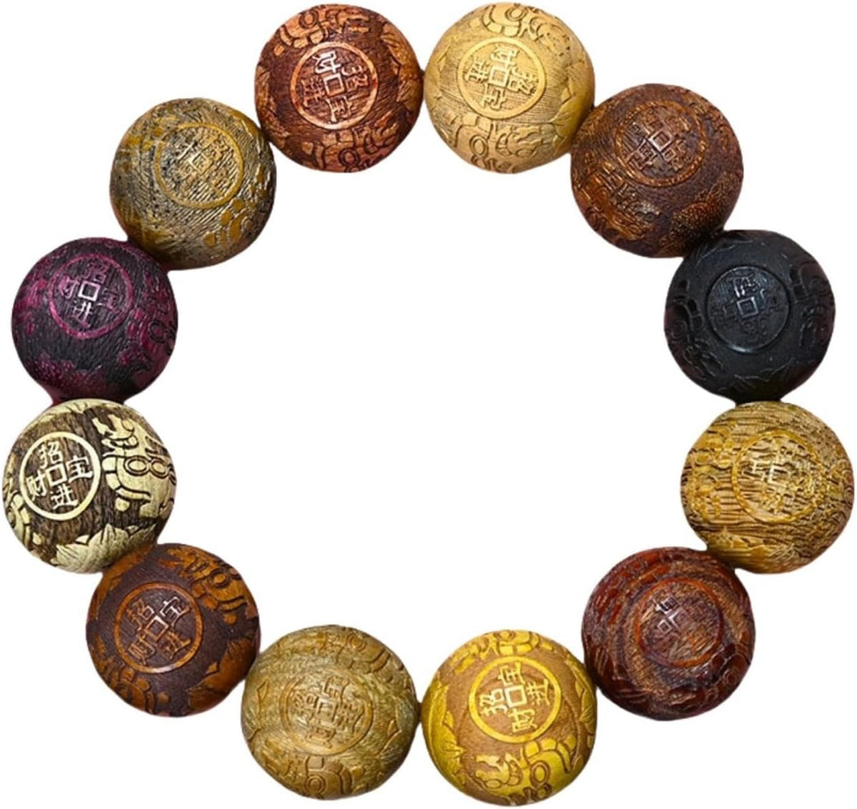 Handcrafted Wooden Bead Bracelet, Multi-Color Prayer Bracelet, 1 Piece