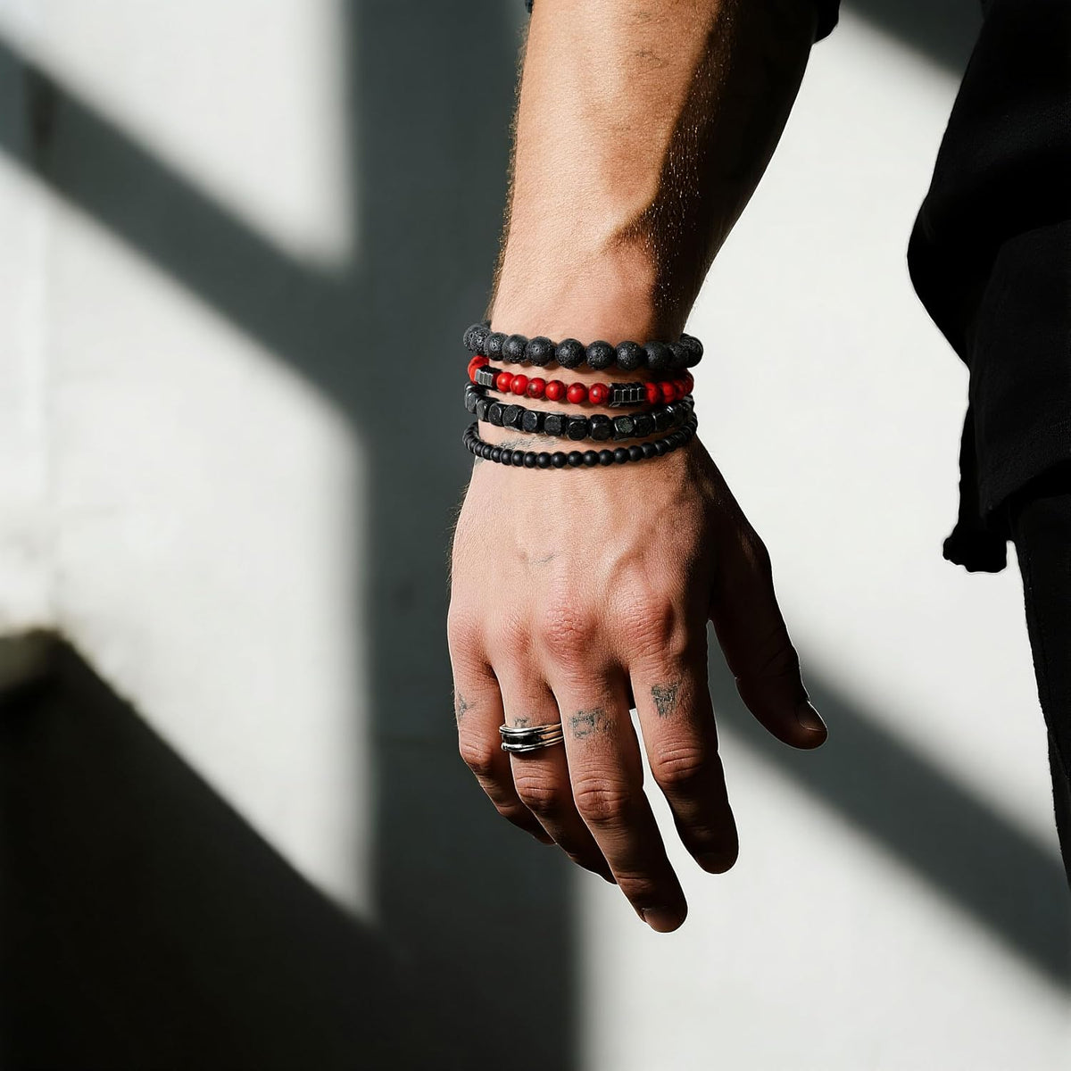 Men’s Hematite Bracelet Set Boho Multi - Tiger Eye/Matte Agate/Lava Rock Gifts for Birthday/Anniversary/Christmas