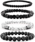 Men’s Hematite Bracelet Set Boho Multi - Tiger Eye/Matte Agate/Lava Rock Gifts for Birthday/Anniversary/Christmas