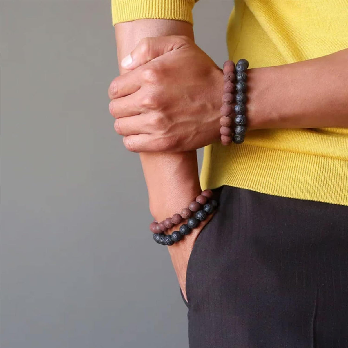 Tiger Eye Bracelet For Men 8MM Natural Stone Stretch Adjustable Black Crystal Beaded Bracelet for Men Women Gifts