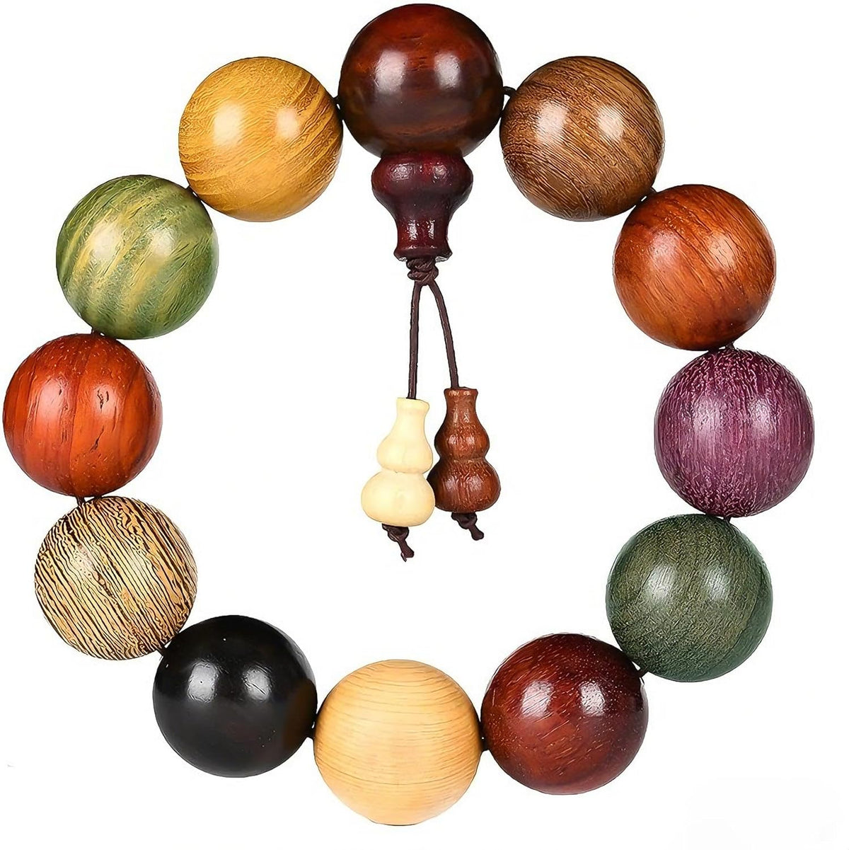 Handcrafted Wooden Bead Bracelet, Multi-Color Prayer Bracelet, 1 Piece