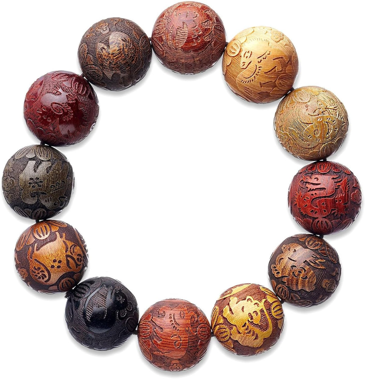 Handcrafted Wooden Bead Bracelet, Multi-Color Prayer Bracelet, 1 Piece