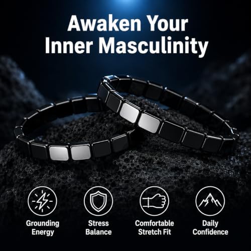 2Pcs Hematite Bracelet For Men, Reclaim Your Edge & Confidence Natural Hematite Beaded Stretch Bracelet