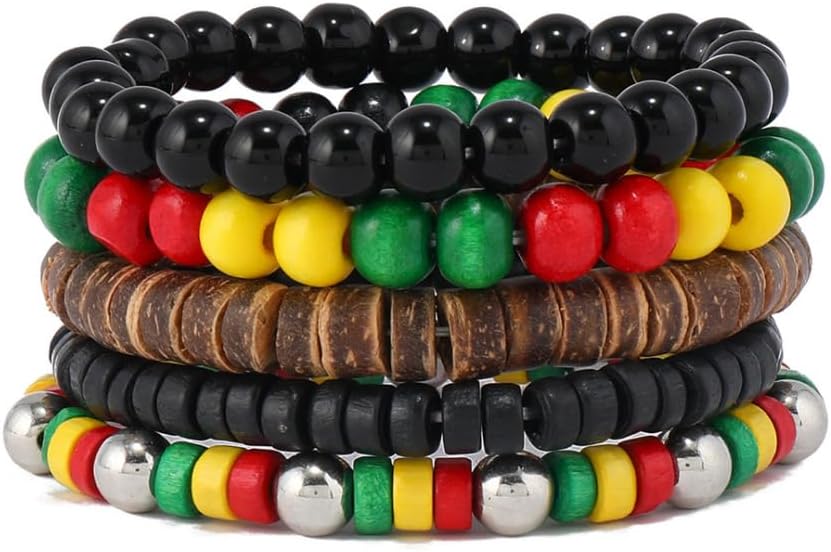 Multilayer Wooden Beaded Bracelet for Men and Women, Handmade Elastic Bracelet