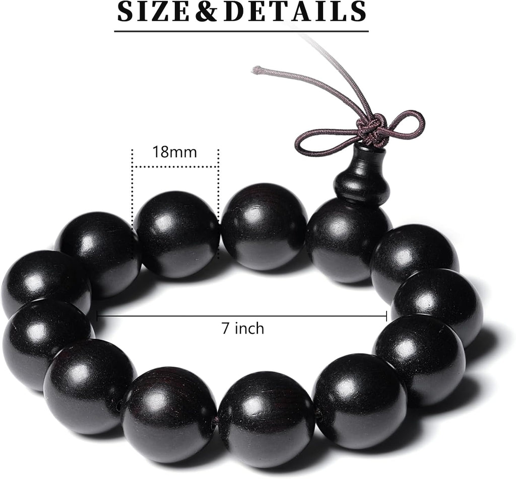 Wooden Prayer Bead Bracelet, Traditional Buddhist Mala Bracelet, 1 Piece