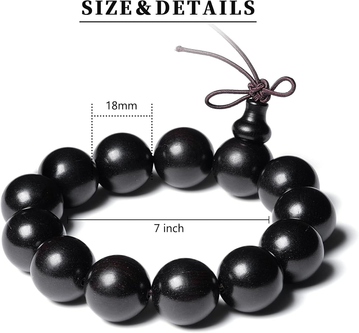 Wooden Prayer Bead Bracelet, Traditional Buddhist Mala Bracelet, 1 Piece