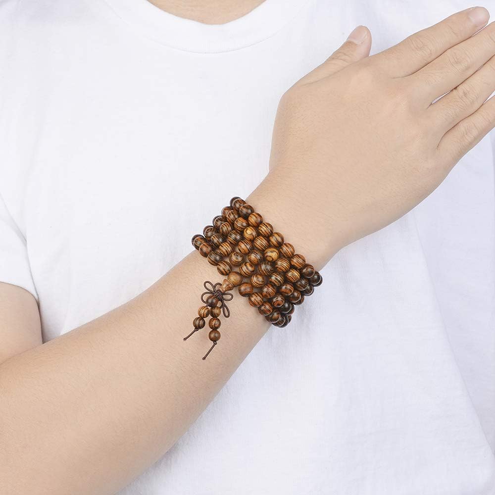 Mala Beads Bracelet 108 8mm Prayer Meditation Sandalwood Elastic…