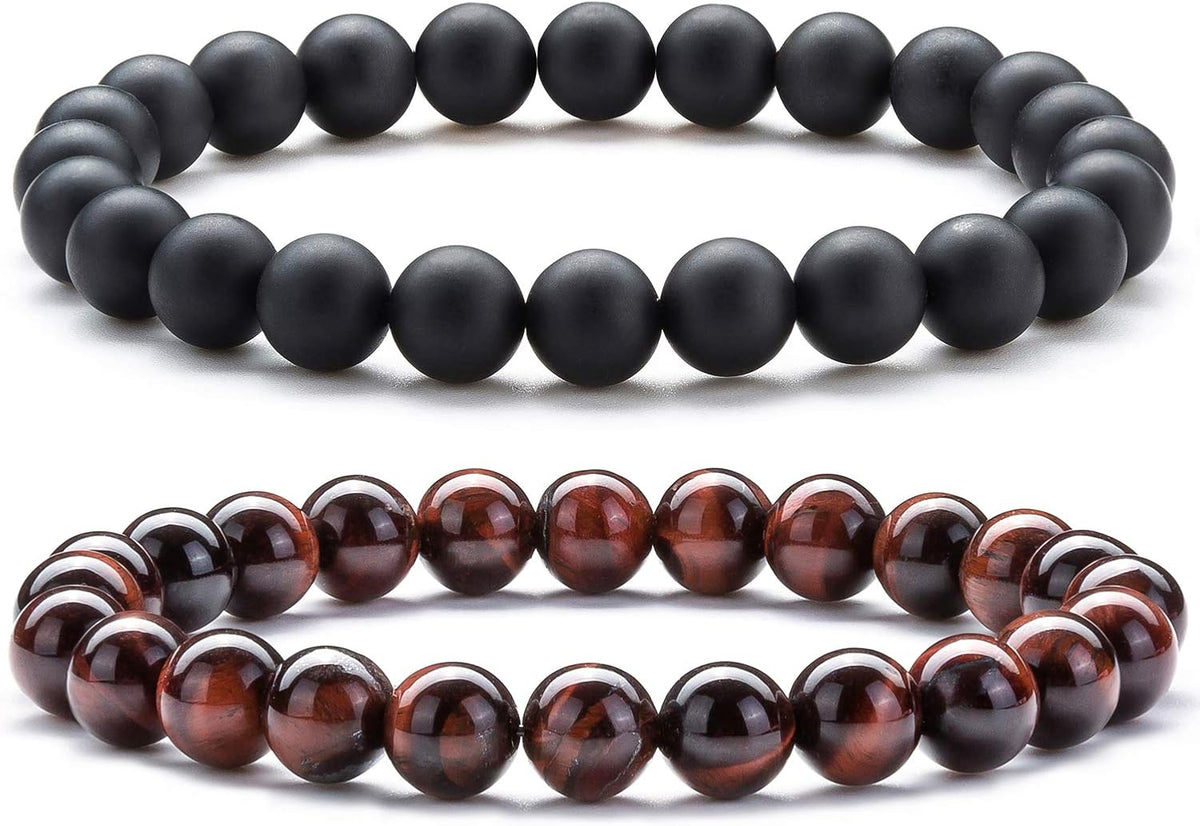 Men Women 8mm Natural Stone Lava Rock Diffuser Bracelet
