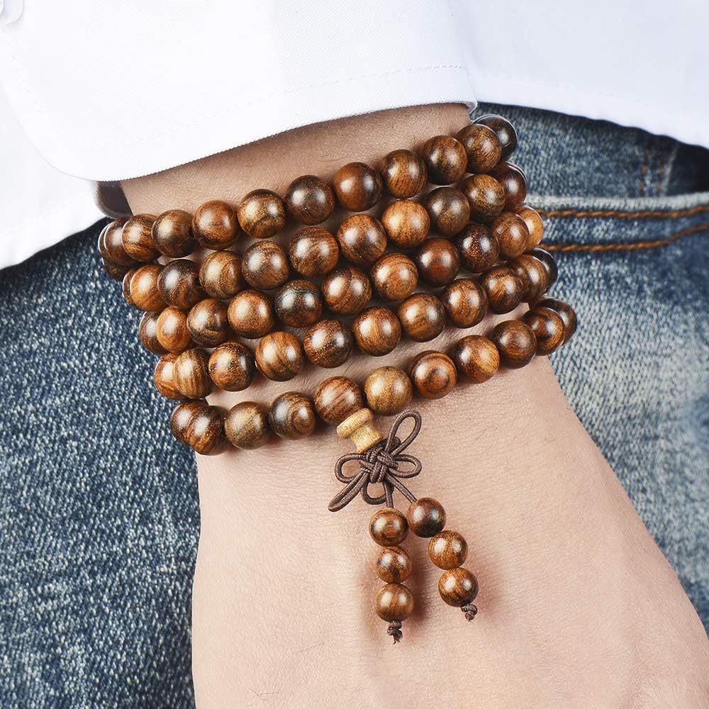Mala Beads Bracelet 108 8mm Prayer Meditation Sandalwood Elastic…