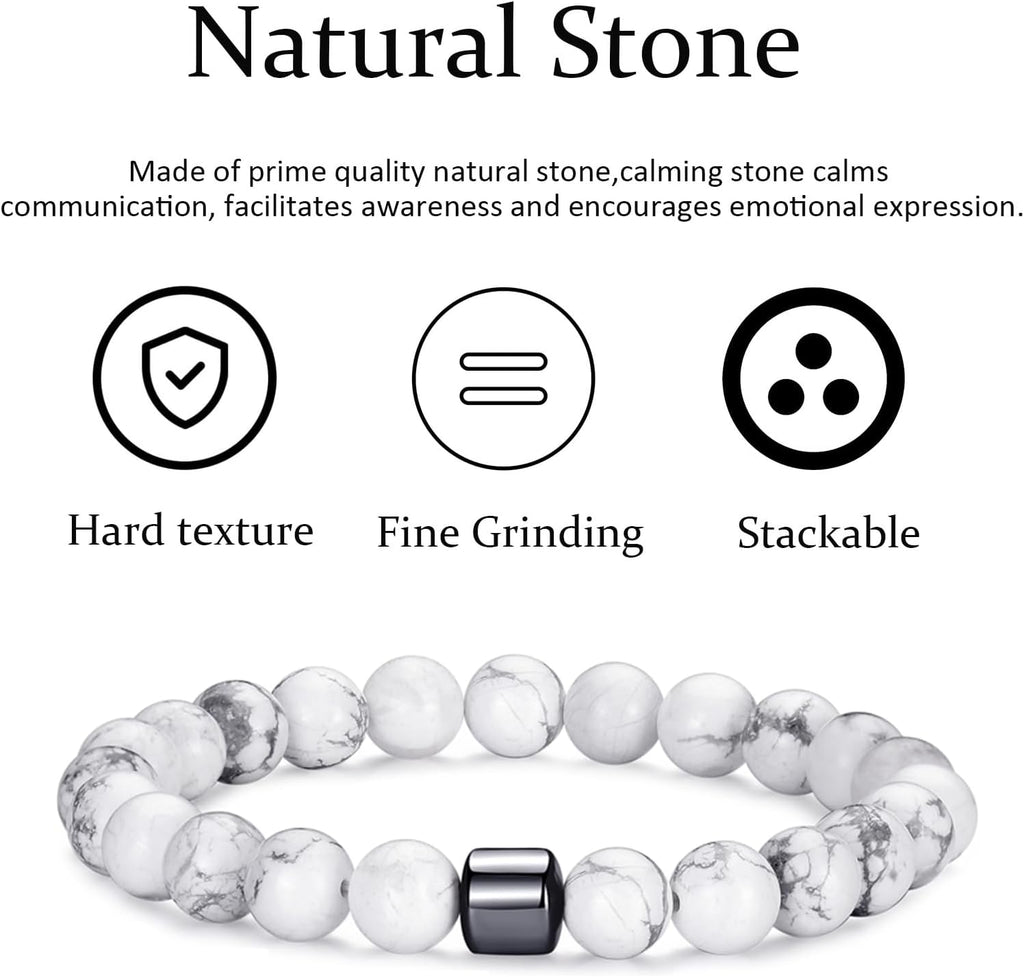 Tiger Eye Bracelet For Men 8MM Natural Stone Stretch Adjustable Black Crystal Beaded Bracelet for Men Women Gifts