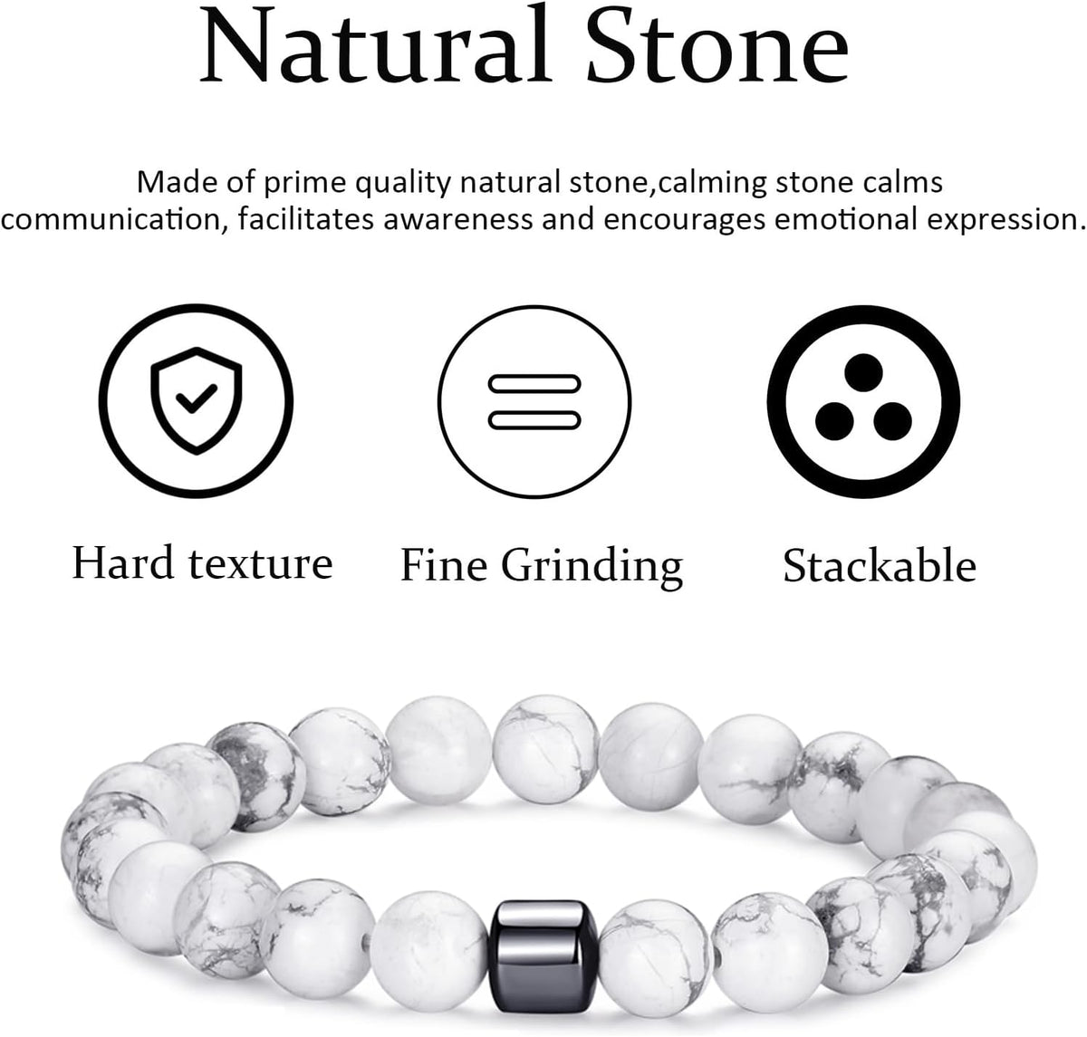 Tiger Eye Bracelet For Men 8MM Natural Stone Stretch Adjustable Black Crystal Beaded Bracelet for Men Women Gifts
