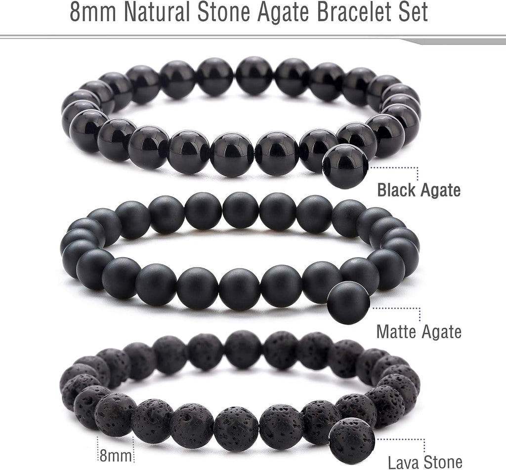 Men Women 8mm Natural Stone Lava Rock Diffuser Bracelet