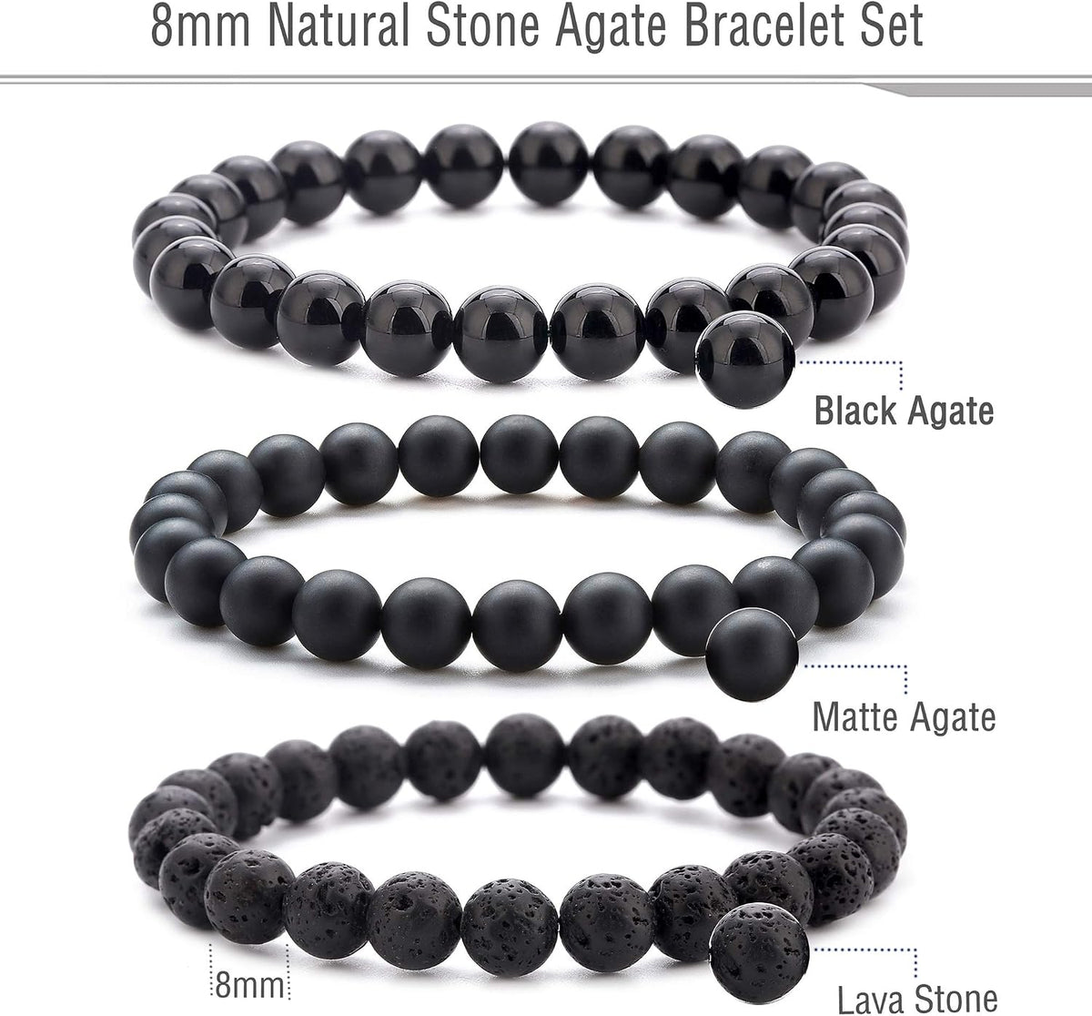 Men Women 8mm Natural Stone Lava Rock Diffuser Bracelet