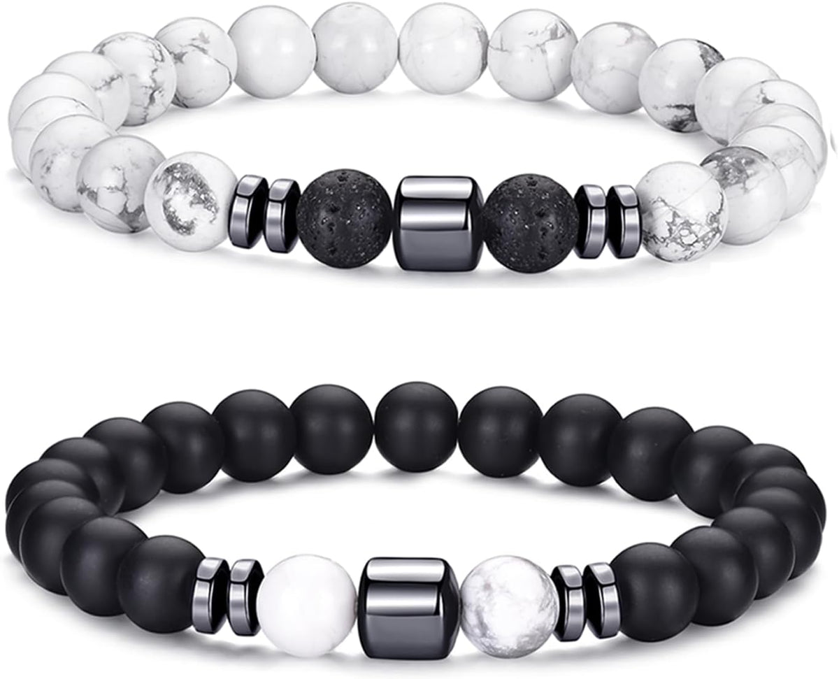 Tiger Eye Bracelet For Men 8MM Natural Stone Stretch Adjustable Black Crystal Beaded Bracelet for Men Women Gifts