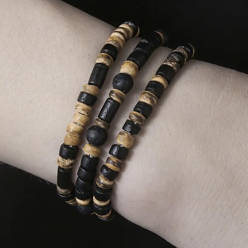 Puka Shell Bracelet for Men Wooden Bracelets Turquoise Stack Beaded Minimalist Trendy Jewelry for Friend Gift